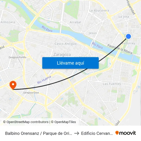 Balbino Orensanz / Parque de Oriente to Edificio Cervantes map