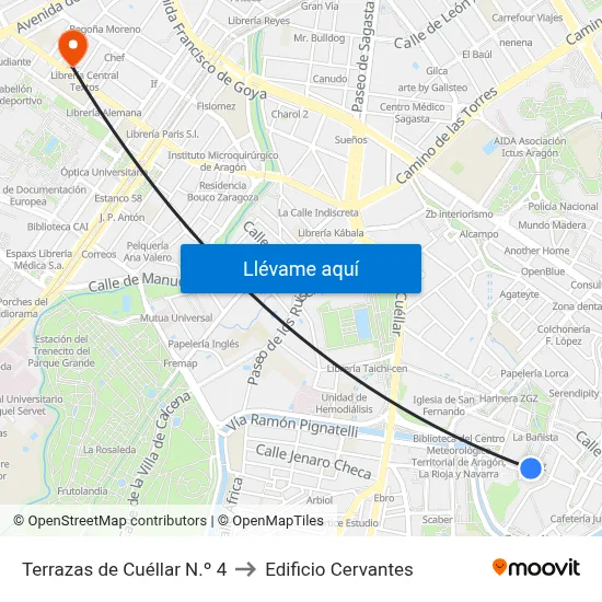 Terrazas de Cuéllar N.º 4 to Edificio Cervantes map