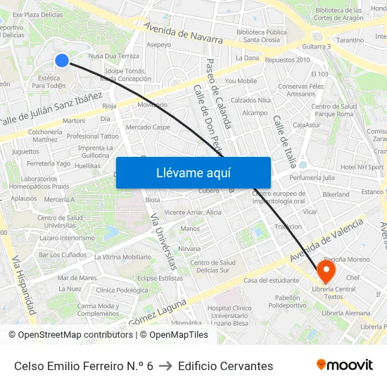 Celso Emilio Ferreiro N.º 6 to Edificio Cervantes map