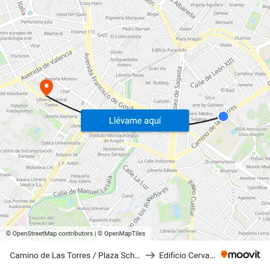 Camino de Las Torres / Plaza Schweitzer to Edificio Cervantes map
