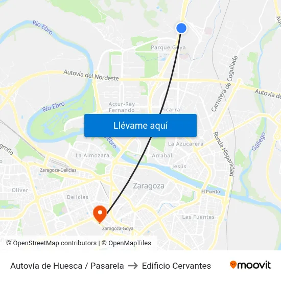 Autovía de Huesca / Pasarela to Edificio Cervantes map