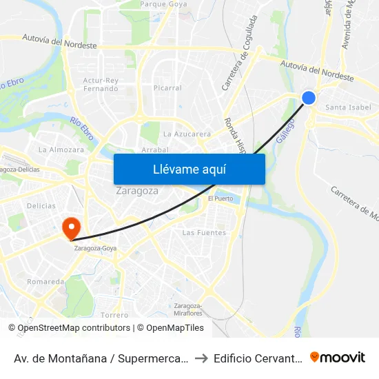 Av. de Montañana / Supermercado to Edificio Cervantes map