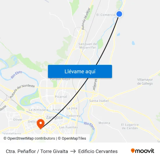 Ctra. Peñaflor / Torre Givalta to Edificio Cervantes map