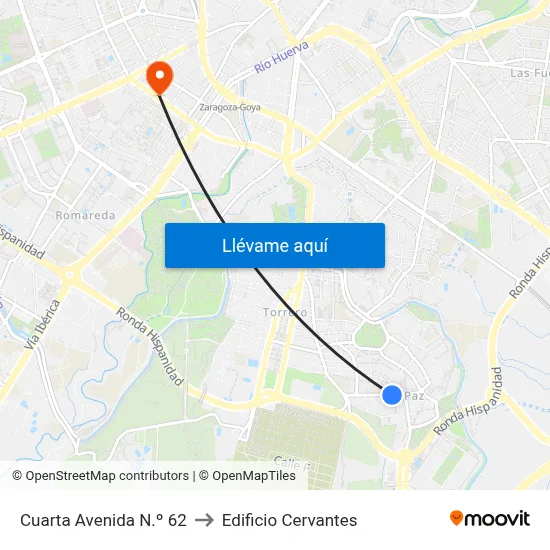 Cuarta Avenida N.º 62 to Edificio Cervantes map