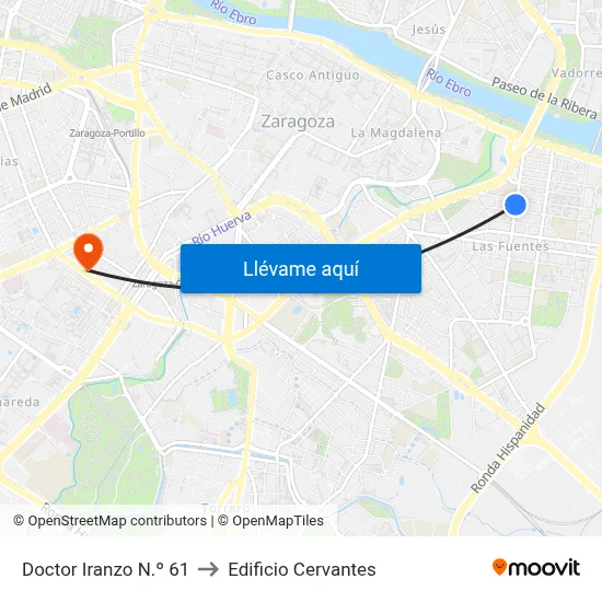 Doctor Iranzo N.º 61 to Edificio Cervantes map