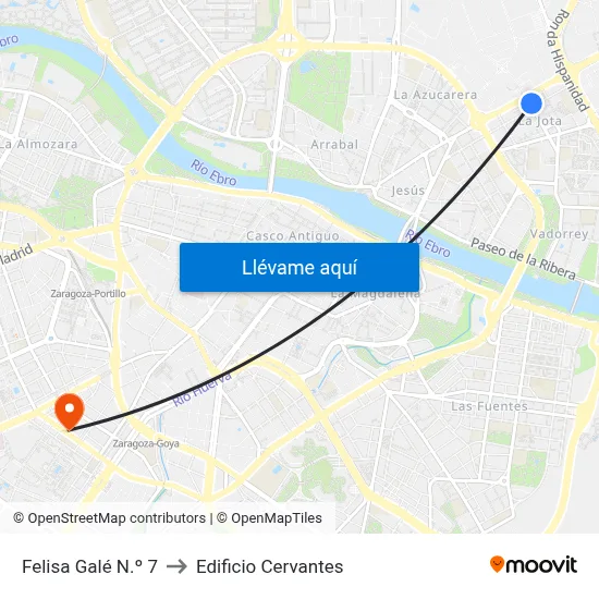 Felisa Galé N.º 7 to Edificio Cervantes map