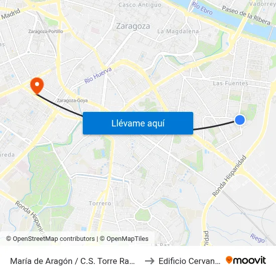 María de Aragón / C.S. Torre Ramona to Edificio Cervantes map