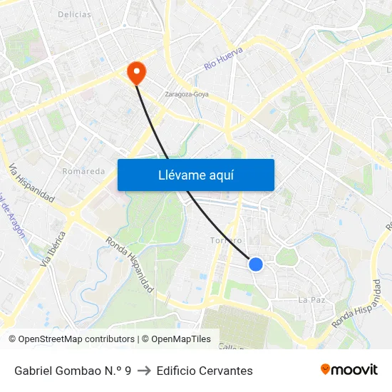 Gabriel Gombao N.º 9 to Edificio Cervantes map