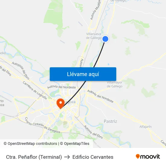Ctra. Peñaflor (Terminal) to Edificio Cervantes map