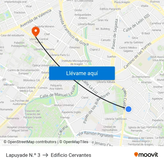 Lapuyade N.º 3 to Edificio Cervantes map