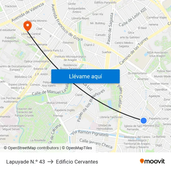 Lapuyade N.º 43 to Edificio Cervantes map