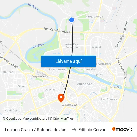 Luciano Gracia / Rotonda de Juslibol to Edificio Cervantes map