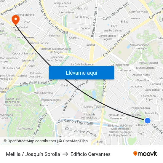 Melilla / Joaquín Sorolla to Edificio Cervantes map