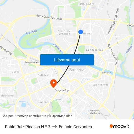 Pablo Ruiz Picasso N.º 2 to Edificio Cervantes map