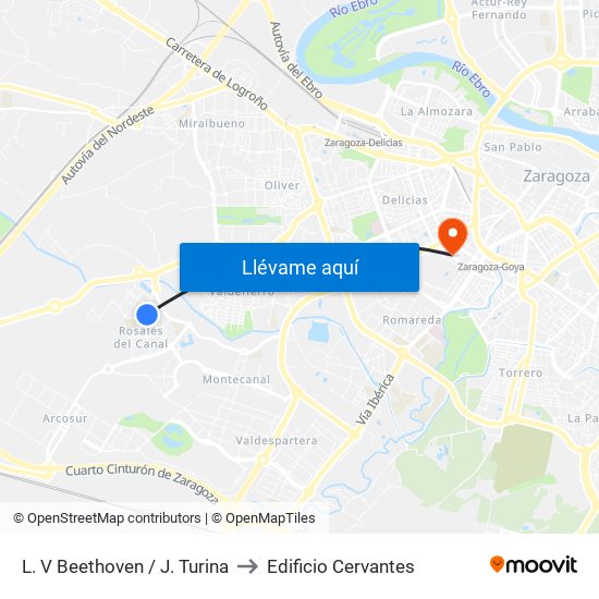L. V Beethoven / J. Turina to Edificio Cervantes map