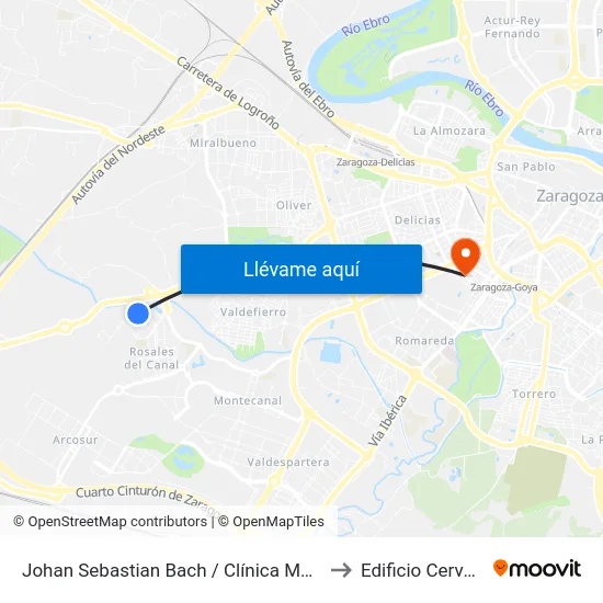 Johan Sebastian Bach / Clínica Montecanal to Edificio Cervantes map