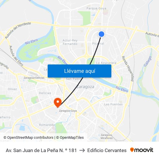 Av. San Juan de La Peña N. º 181 to Edificio Cervantes map