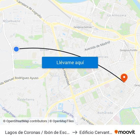 Lagos de Coronas / Ibón de Escalar to Edificio Cervantes map