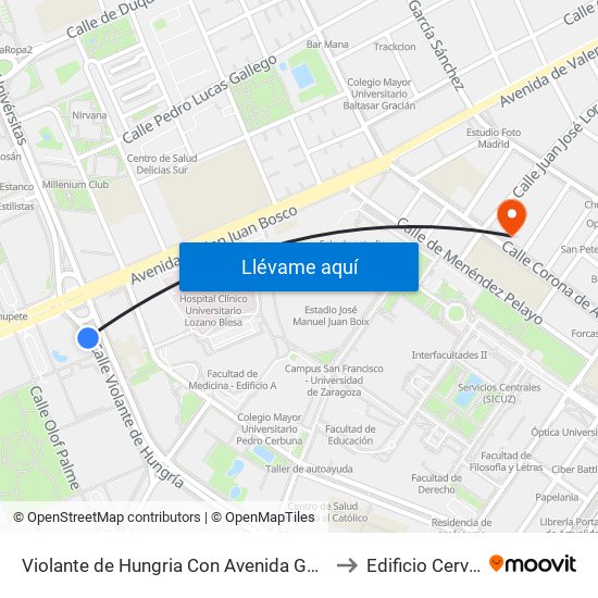 Violante de Hungria Con Avenida Gómez Laguna to Edificio Cervantes map