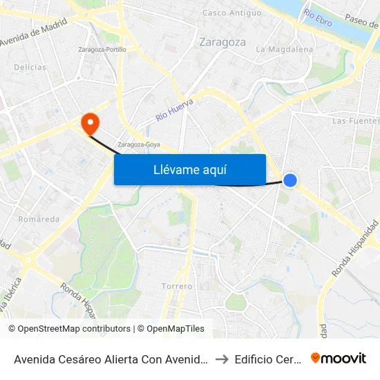 Avenida Cesáreo Alierta Con Avenida de San Jose to Edificio Cervantes map