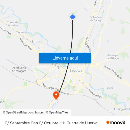 C/ Septembre Con C/ Octubre to Cuarte de Huerva map