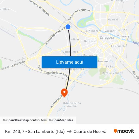 Km 243, 7 - San Lamberto (Ida) to Cuarte de Huerva map