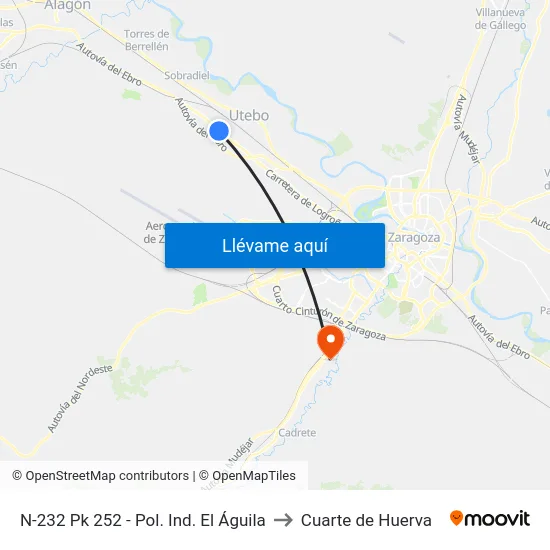 N-232 Pk 252 - Pol. Ind. El Águila to Cuarte de Huerva map