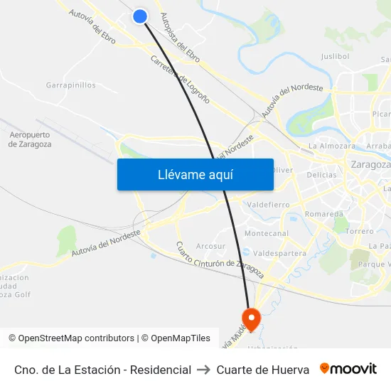 Cno. de La Estación - Residencial to Cuarte de Huerva map