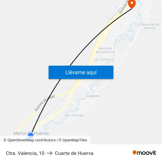 Ctra. Valencia, 10 to Cuarte de Huerva map