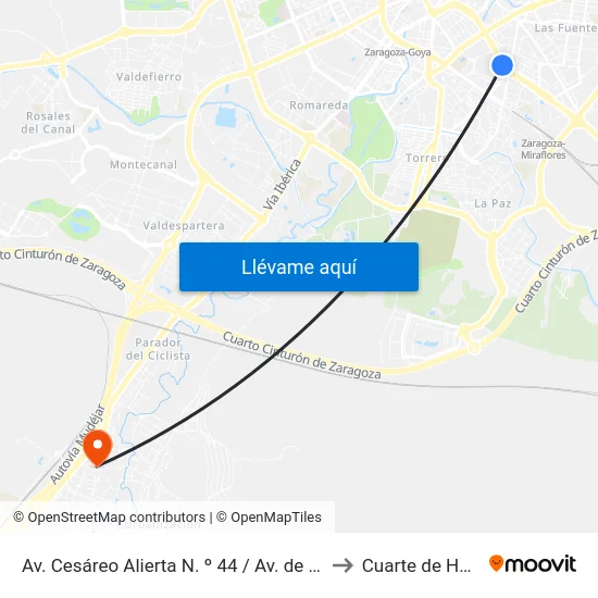 Av. Cesáreo Alierta N. º 44 / Av. de San José to Cuarte de Huerva map