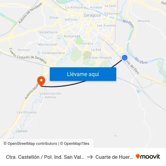 Ctra. Castellón / Pol. Ind. San Valero to Cuarte de Huerva map