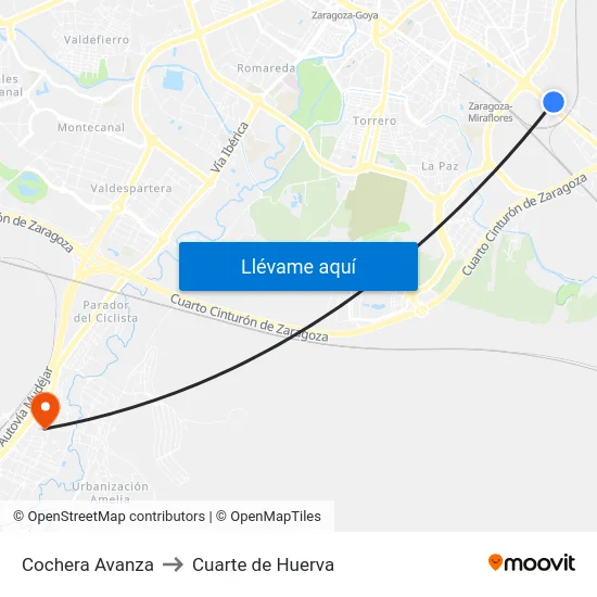 Cochera Avanza to Cuarte de Huerva map