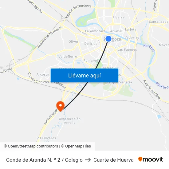 Conde de Aranda N. º 2  / Colegio to Cuarte de Huerva map