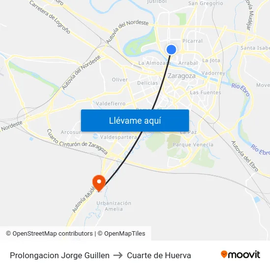 Prolongacion Jorge Guillen to Cuarte de Huerva map