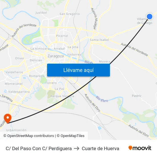 C/ Del Paso Con C/ Perdiguera to Cuarte de Huerva map