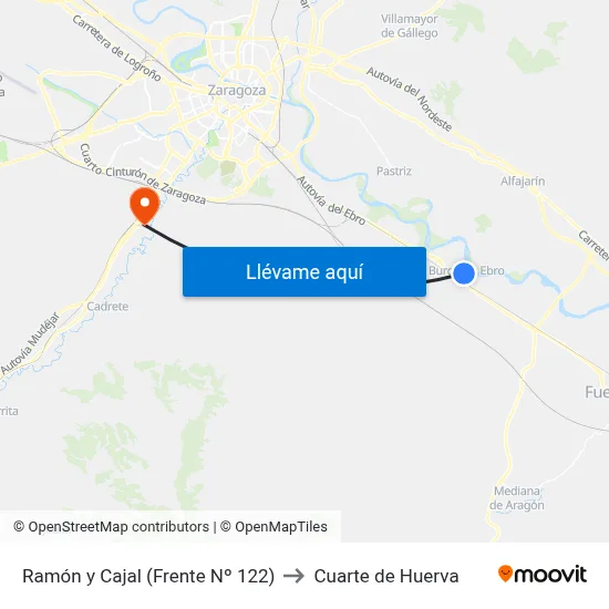 Ramón y Cajal (Frente Nº 122) to Cuarte de Huerva map
