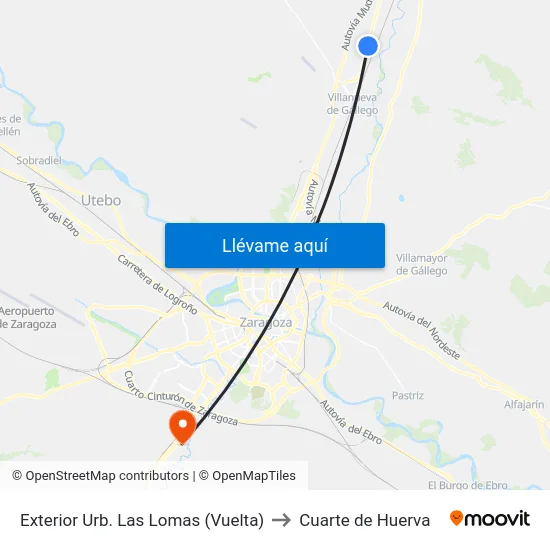 Exterior Urb. Las Lomas (Vuelta) to Cuarte de Huerva map