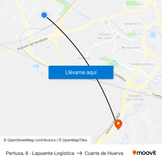 Pertusa, 8 - Lapuente Logística to Cuarte de Huerva map