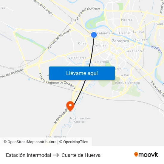 Estación Intermodal to Cuarte de Huerva map