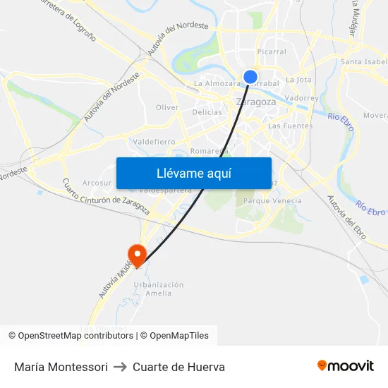 María Montessori to Cuarte de Huerva map