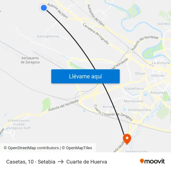 Casetas, 10 - Setabia to Cuarte de Huerva map