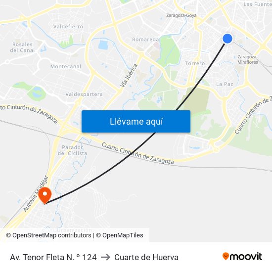 Av. Tenor Fleta N. º 124 to Cuarte de Huerva map