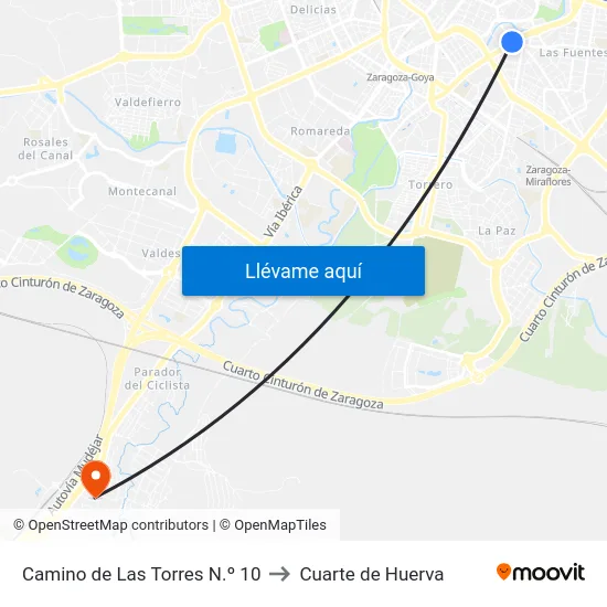 Camino de Las Torres N.º 10 to Cuarte de Huerva map
