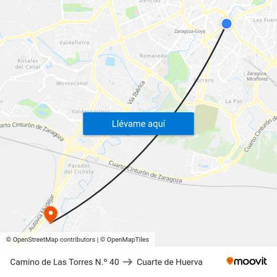 Camino de Las Torres N.º 40 to Cuarte de Huerva map