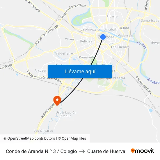 Conde de Aranda N.º 3 / Colegio to Cuarte de Huerva map