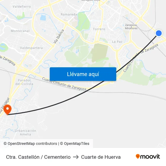 Ctra. Castellón / Cementerio to Cuarte de Huerva map