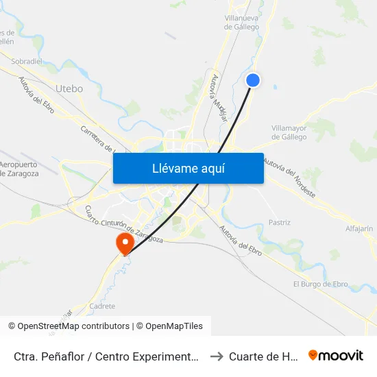 Ctra. Peñaflor / Centro Experimental Aula Dei to Cuarte de Huerva map