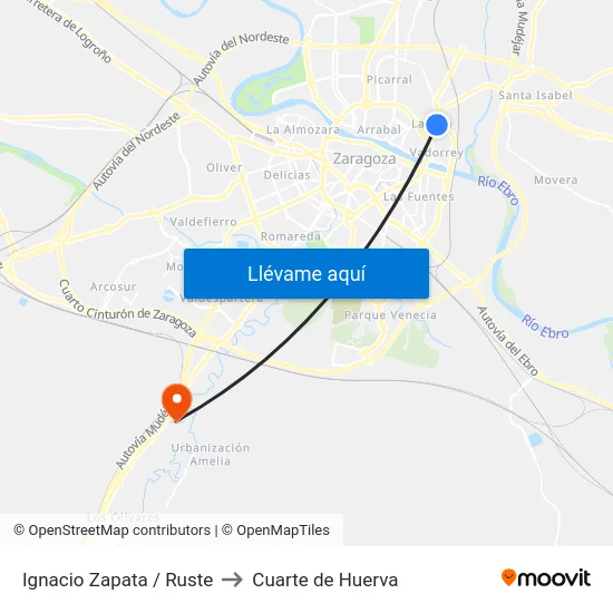 Ignacio Zapata / Ruste to Cuarte de Huerva map