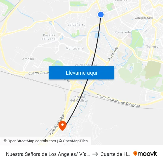 Nuestra Señora de Los Ángeles/ Vía Hispanidad to Cuarte de Huerva map