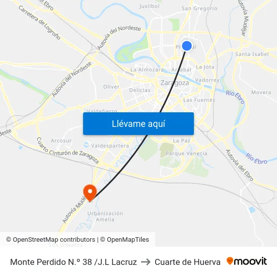 Monte Perdido N.º 38 /J.L Lacruz to Cuarte de Huerva map